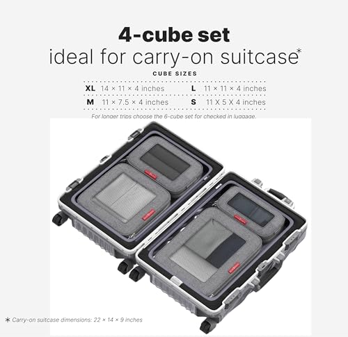 Premium Compression Packing Cubes for Travel (Grey / 4 pack)