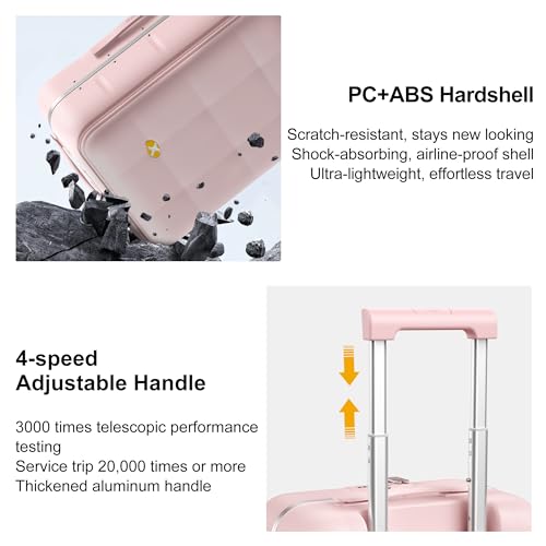 24 Inch Checked Luggage Hard Shell Suitcase Top Opening Suitcases (24 Inch / Pink)