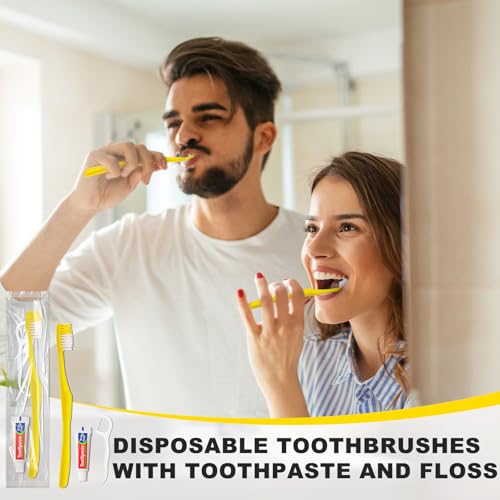 50 pcs Disposable Toothbrushes with Toothpaste and Floss