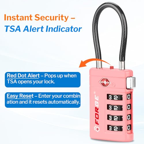 Open Alert TSA Approved Luggage Locks (4 Colors Pink PK)