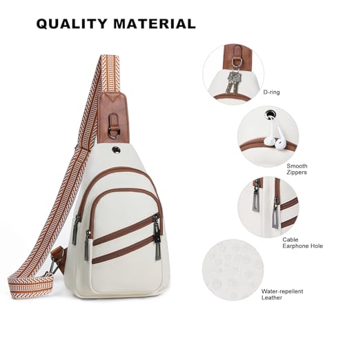7L Crossboydy Sling Bag for Women Vegan Leather Crossbody Purse Fanny Pack Chest Bag for Travel (7L / 7l-beige Brown)