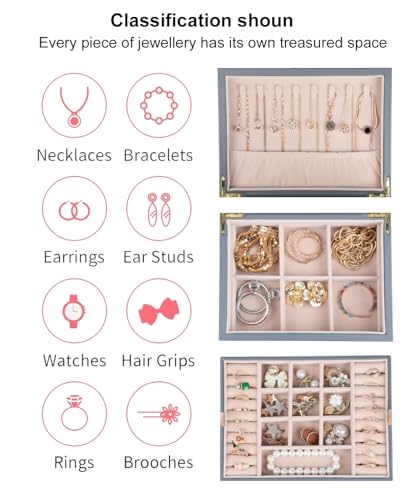 Small Jewelry Organizer for Women (Small-Grey)