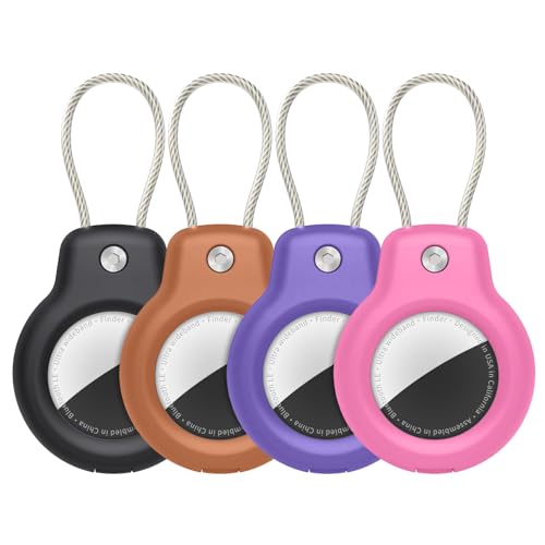 for AirTag Holder Keychain (Black/Brown/Dark Purple/Rose Red)