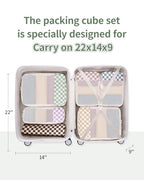 Compression Packing Cubes for Women Kids (AA-Combined Checkered / 6 Set)