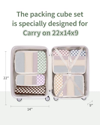 Compression Packing Cubes for Women Kids (AA-Combined Checkered / 6 Set)