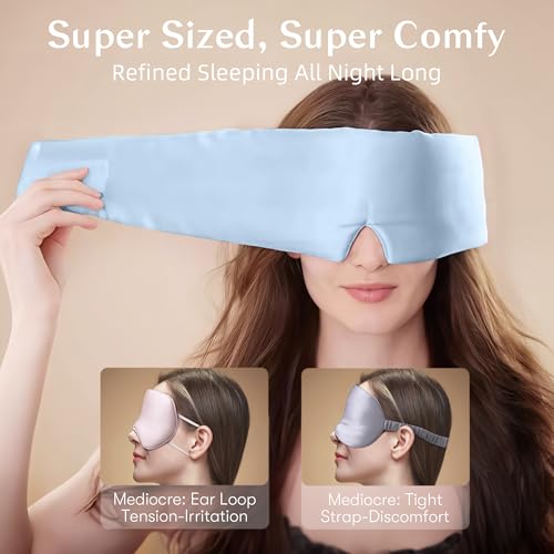 Silk Sleep Mask for Women and Men (Light Blue)