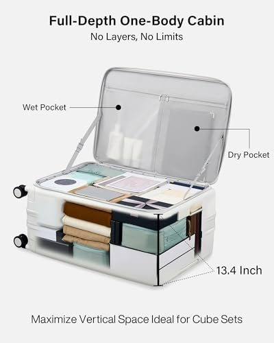 Expandable Large Checked Luggage (Smoke White / 28 Inch EXT)