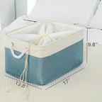 Storage Baskets for Organizing (White And Green / 3PCS/X Large -17.7Lx13.8Wx9.8H)