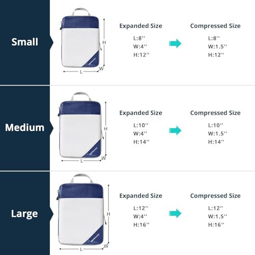 3 Set Compression Packing Cubes for Travel (Navy / 3 pcs)