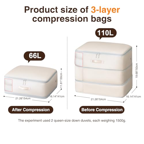 2 Pack Compression Storage Bags (110L-2 Pack / Beige)