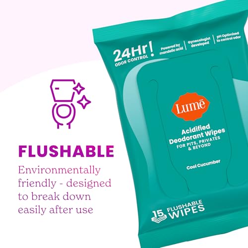 Acidified Deodorant Wipes (15 Count (Pack of 3))
