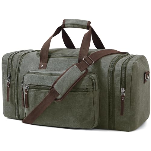 Large Canvas Duffle Bag for Travel (olive / 55L)