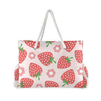 Large Beach Bags Totes Canvas Tote Shoulder Bag Soft Wave Water Resistant Bags for Gym Travel Daily Ocean (Strawberry)