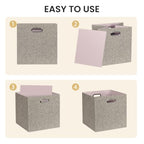 Collapsible Storage Bins (13×13×13/4pcs / Woven Coffee)