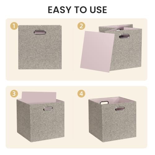 Collapsible Storage Bins (13×13×13/4pcs / Woven Coffee)