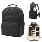 Camera Backpack Classic PU Leather for DSLR (Black / 20L)