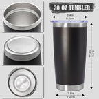 20oz Tumbler Insulated Coffee Tumblers with Lid Stainless Steel Black 8P (Black)