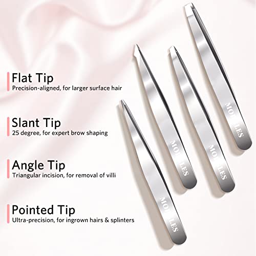 Tweezers Set for Men 9 Pcs Nail Clipper Kit with Case for Grooming (C-silver)