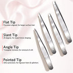 Tweezers Set for Men 9 Pcs Nail Clipper Kit with Case for Grooming (C-silver)