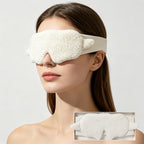 White Faux Lamb Fleece Sleep Mask Allergy Free Full Wrap Eye Cover (White)