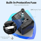 Universal Travel Plug Adapter 5 in 1 Charger (2TYPE C+2USB-Grey black)