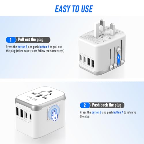 Universal International Power Travel Plug Adapter (White Grey)