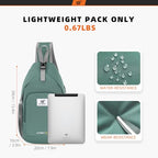 Sling Bag RFID Crossbody Sling Backpack Cross Body Shoulder Bag Travel Hiking Daypack for Women Men (Green)
