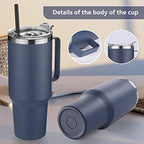 40 oz Stainless Steel Tumbler with Handle (Navy Blue / 40 Ounces)