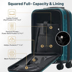 Luggage Sets Front Opening (2-piece Set / Dark Green+bag)