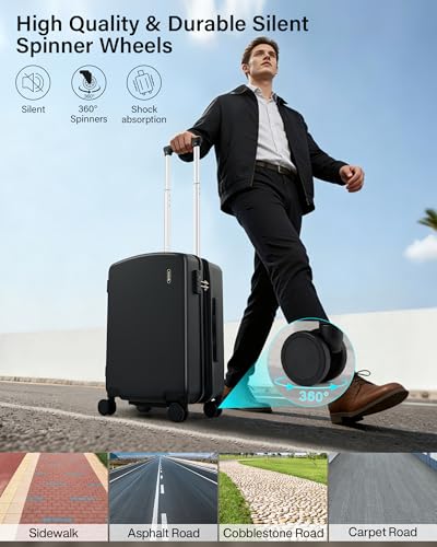 Expandable Luggage Sets 3 Piece (Jet Black / 20+24+28 Inch EXT)