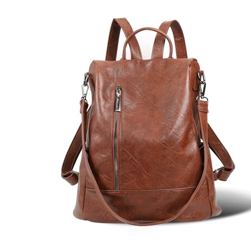 Women Backpack Purse PU Leather Anti (Tortoiseshell Brown / Medium)