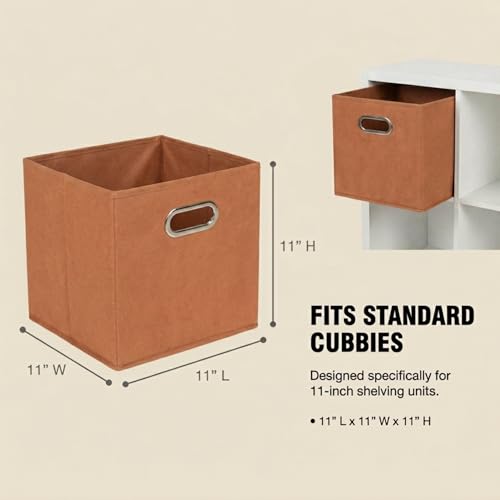 Fabric Storage Bins 6 Piece Set (Terracotta / 11” L x 11” W x 11” H)