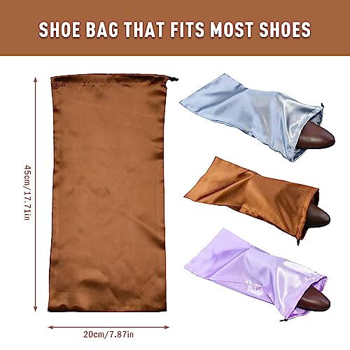 10 Pack Shoe Bags for Travel Satin Fabric Shoe Bag with Drawstring for Men Women Travel Protecting Storing Shoes (Grey)