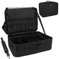Extra Large Makeup Case with Plastic Dividers Washable and Easy to Clean (Black with Plastic Dividers / Extra Large)