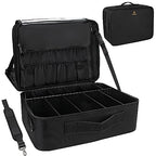 Extra Large Makeup Case with Plastic Dividers Washable and Easy to Clean (Black with Plastic Dividers / Extra Large)