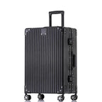 Zipperless Suitcase with Aluminum Frame (Black / Checked in 28inch)