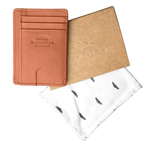 LEATHER Handcrafted Front Pocket Credit Card Holder with RIFD Blocking (Sandstone Tan)