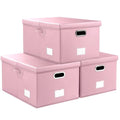 Collapsible Storage Box with Lid [3 (Pink / X-Large(3-Pack))