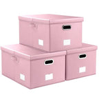 Collapsible Storage Box with Lid [3 (Pink / X-Large(3-Pack))