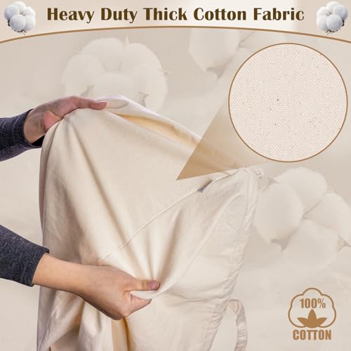 Cotton Canvas Laundry Bag with Handles & Base 16"Wx16"D x27.6"H (Narural 1-Pack | Square Base / 16"Wx16"Depthx27.6"H)