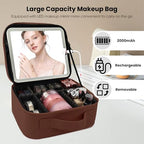 Makeup Bag with Mirror (Dark Brown / Makeup bag with LED lights)