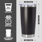 20oz Tumbler Stainless Steel Tumbler Coffee Tumbler with Lid Black (Black)