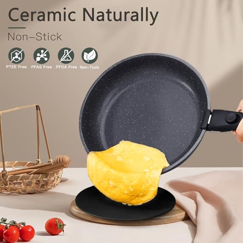 Ceramic Pots and Pans Set Non Stick (Dark Gray / 11PCS)