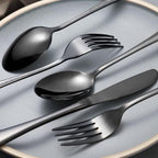 7 Piece Travel Utensils Set with Case and Straws (Black)