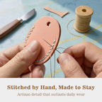 Genuine Leather Airtag Holder Compatible with Apple AirTag Keychain 2nd & 1st Gen (Pink)
