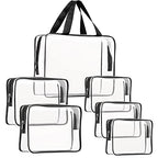 6Pcs Crystal Clear PVC Travel Toiletry Bag Kit for Women Men (6pcs Black / 1 Large, 2 Medium, 3 Small)