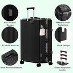 Luggage PC+ABS Aluminum Frame Zipperless Checked Luggage Hard Shell Suitcase with TSA Lock Double Spinner Wheels 24 Inch Black (Black / 24-inch(upgraded Tsa Lock))