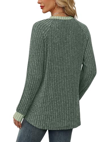 Womens Tops Fall Sweaters for Women Trendy Casual 2026 Long Sleeve Basic Tee Shirts Tunic Tops with Leggings Green M (Medium / 02-green)