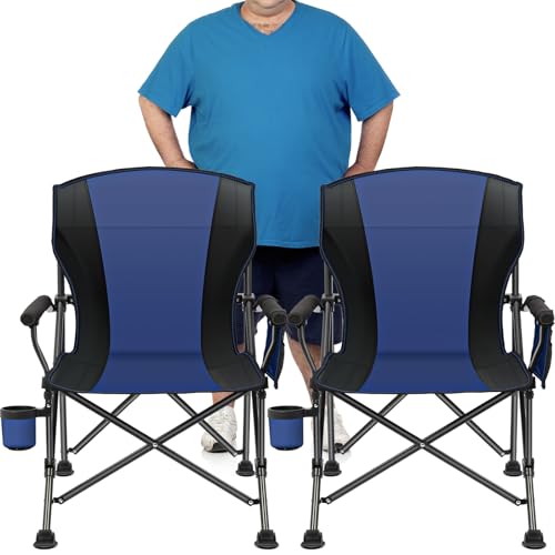 2 Pack Camping Chairs for Adults (Blue-black / Twin Pack)