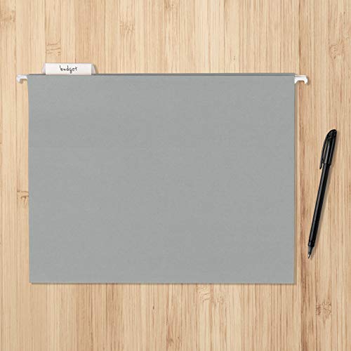 Hanging File Folders with Adjustable Tabs for Document Organization (Gray / Letter)